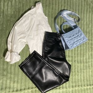 Wilfred Black Faux Leather Pants